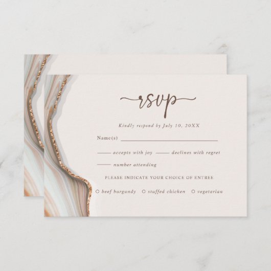 Natural Marble Agate RSVP Enclosure Kaart (Voorkant / Achterkant)