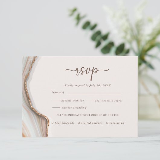 Natural Marble Agate RSVP Enclosure Kaart (Staand voorkant)