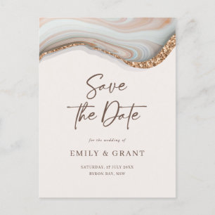Natural Marble Agate Save the date briefkaart