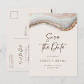 Natural Marble Agate Save the date briefkaart (Voorkant / Achterkant)