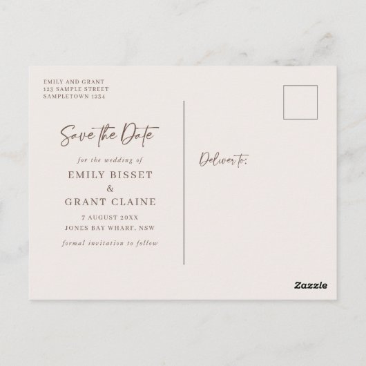 Natural Marble Agate Save the date briefkaart (Achterkant)