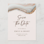 Natural Marble Agate Save the date briefkaart (Voorkant)