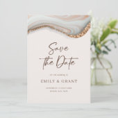 Natural Marble Agate Save the Date Invitation Kaart (Staand voorkant)
