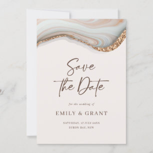 Natural Marble Agate Save the Date Invitation Kaart