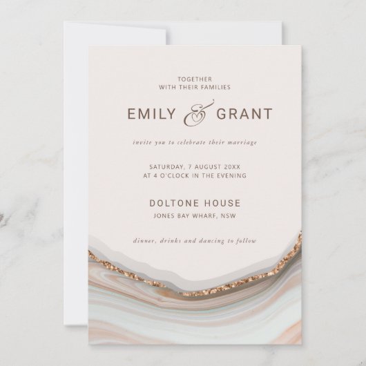 Natural Marble Agate Wedding Kaart (Voorkant)