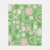 Natural Miscellany Pattern Lime Green and Pink Fleece Deken (Voorkant)