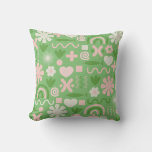 Natural Miscellany Pattern Lime Green and Pink Kussen