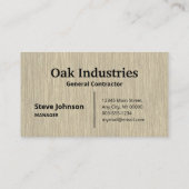 Natural Oak Woodgrain Look Professioneel Visitekaartje (Achterkant)