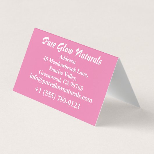 Natural Organic Skin & Hair Folded Visitekaartje (Achterkant)