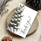 Natural Pine Cone op White Wedding Dank je Bedankkaart