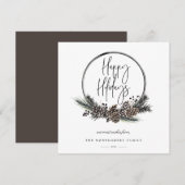 Natural Pine Hoop Wreath Holiday Card (Voorkant / Achterkant)