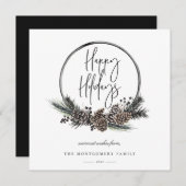 Natural Pine Hoop Wreath Holiday Card (Voorkant / Achterkant)