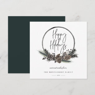 Natural Pine Hoop Wreath Holiday Card