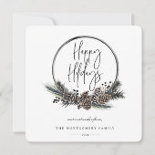 Natural Pine Hoop Wreath Holiday Card Feestdagenkaart (Voorkant)