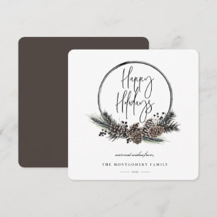 Natural Pine Hoop Wreath Holiday Card Feestdagenkaart