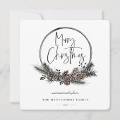 Natural Pine Hoop Wreath Holiday Card Feestdagenkaart (Voorkant)