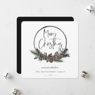 Natural Pine Hoop Wreath Holiday Card Feestdagenkaart