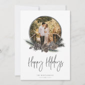 Natural Pine WreatPhoto Holiday Card (Voorkant)