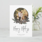 Natural Pine WreatPhoto Holiday Card (Staand voorkant)