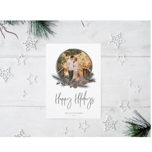 Natural Pine WreatPhoto Holiday Card