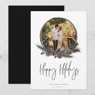 Natural Pine WreatPhoto Holiday Card