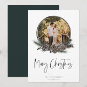 Natural Pine WreatPhoto Holiday Card (Voorkant / Achterkant)