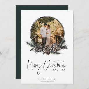 Natural Pine WreatPhoto Holiday Card