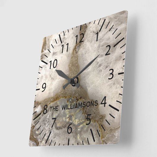 Natural Quartz Geode Stone Vierkante Klok (Hoek)