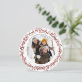 Natural Red Berry Flat Round Photo Holiday Kaart (Staand voorkant)