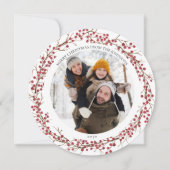 Natural Red Berry Flat Round Photo Holiday Kaart (Voorkant)