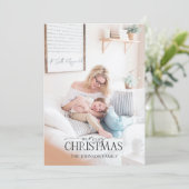 Natural Red Berry Merry kerstscript Foto Hol Feestdagenkaart (Staand voorkant)