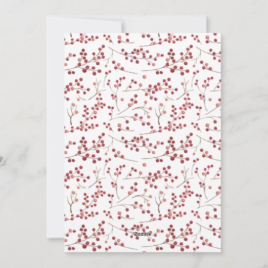 Natural Red Berry Wreath Merry Kerstscript Ho Feestdagenkaart (Achterkant)