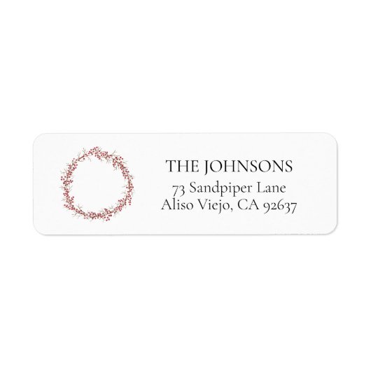 Natural Red Berry WreatReturn Address Label (Voorkant)