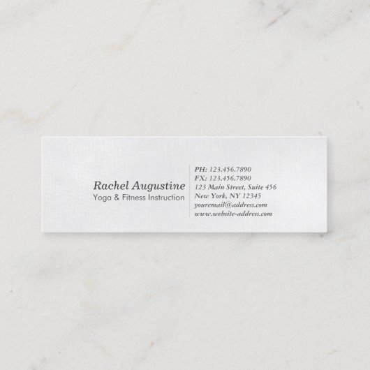 Natural Reiki Master en Yoga Mediation instructeur Mini Visitekaartje (Achterkant)