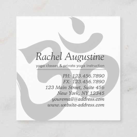 Natural Reiki Master en Yoga Mediation instructeur Vierkante Visitekaartje (Achterkant)