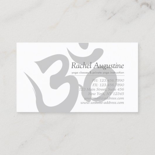 Natural Reiki Master en Yoga Mediation instructeur Visitekaartje (Achterkant)