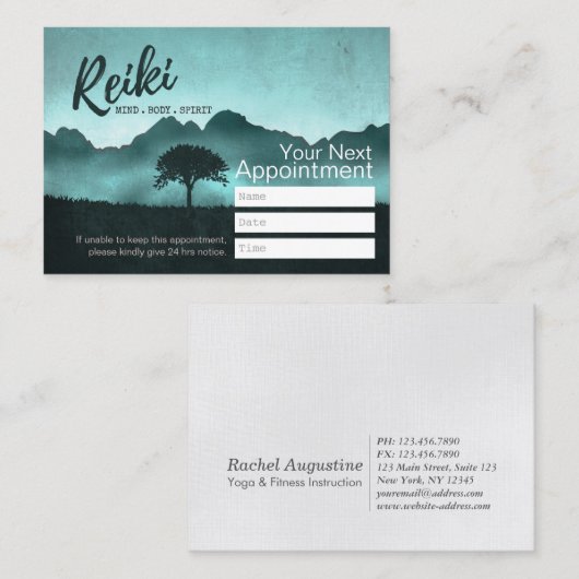 Natural Reiki Master & Yoga Instructor Appointment Afsprakenkaartje (Voorkant / Achterkant)