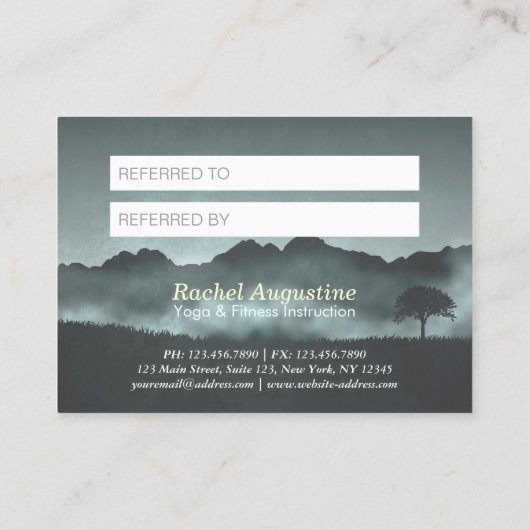 Natural Reiki Master Yoga Instructor Referral Kaar (Achterkant)