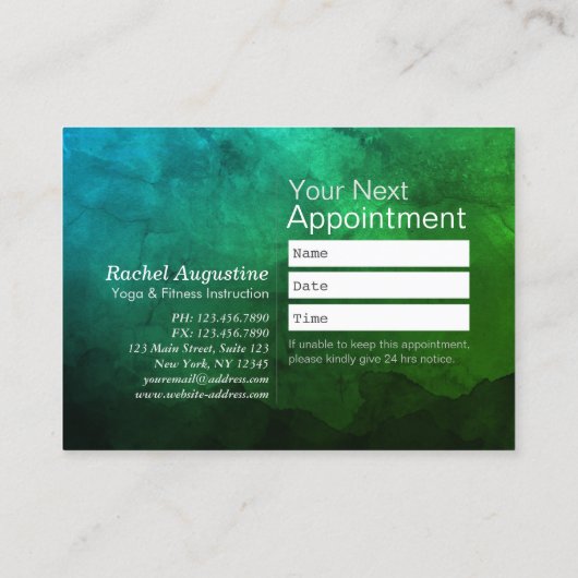 Natural Reiki Master Yoga Mediation instructeur Afsprakenkaartje (Achterkant)