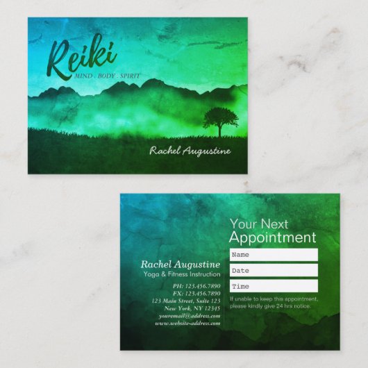 Natural Reiki Master Yoga Mediation instructeur Afsprakenkaartje (Voorkant / Achterkant)