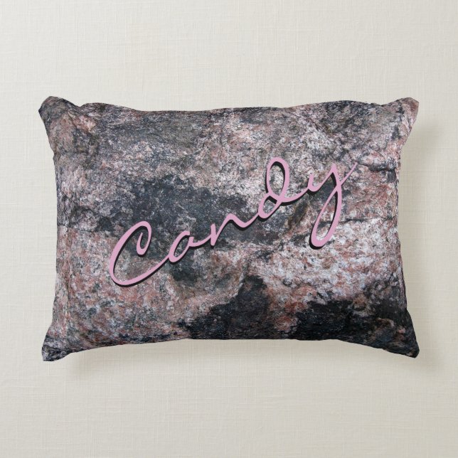 Natural Rock Texture Pink Snoep Decoratief Kussen (Voorkant)