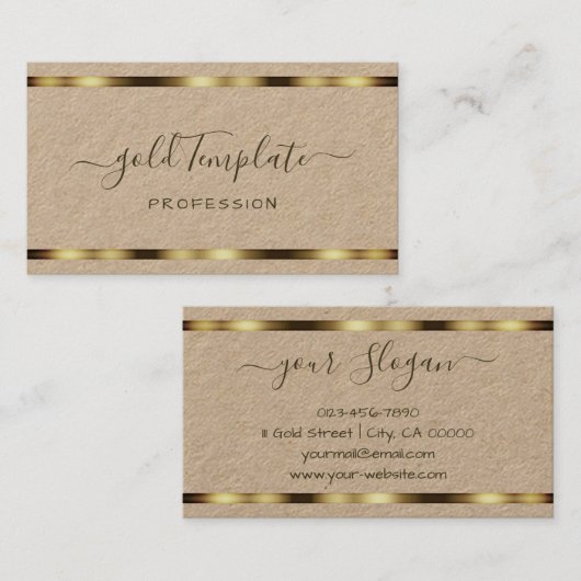Natural Rustic Gold Decor Handlettering Visitekaartje (Voorkant / Achterkant)