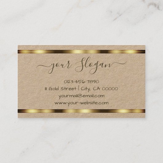 Natural Rustic Gold Decor Handlettering Visitekaartje (Achterkant)