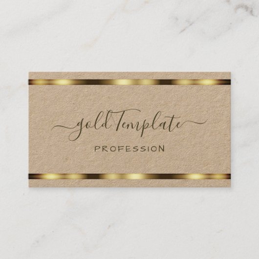 Natural Rustic Gold Decor Handlettering Visitekaartje (Voorkant)