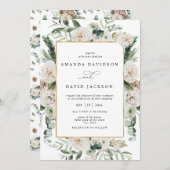 Natural Rustic Pine Greenery White Floral Wedding Kaart (Voorkant / Achterkant)