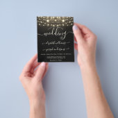 Natural Rustic Wood & Black White Lights bruiloft Flyer (Hand)