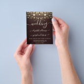 Natural Rustic Wood & Black White Lights bruiloft Flyer (Hand)