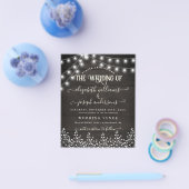 Natural Rustic Wood & Floral White Lights bruiloft Flyer (Enkel)