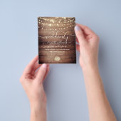 Natural Rustic Wood & White Lights String bruiloft Flyer (Hand)