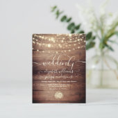Natural Rustic Wood & White Lights String bruiloft Kaart (Staand voorkant)